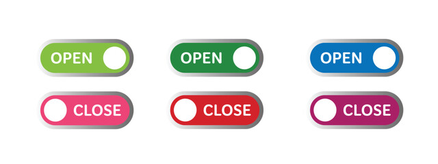 Open close icon vector. Open and Close Toggle Switches for Digital Interfaces symbol. vector illustration.