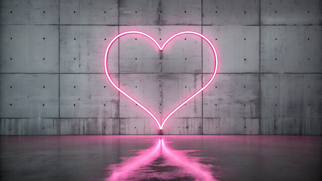 Pink neon heart on a stone wall
- Powered by Adobe