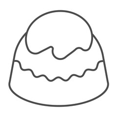 White and milk chocolate candy thin line icon, desert sweets concept. Vector graphics. Candy with sweet filling sign on white background, outline style icon for mobile or web design.