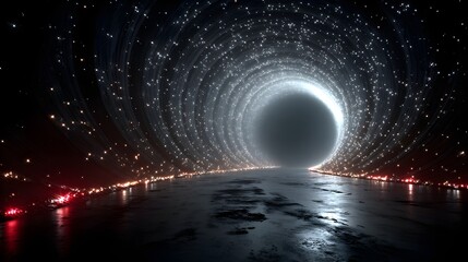 Abstract Grey Spiral Circle with Glowing Lights Dark Background with cinematic lighting atmospheric depth with cinematic lighting atmospheric depth with cinematic lighting atmospheric depth