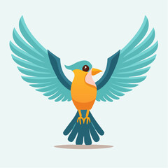 Colorful Bird Spreading Its Wings in Flight - Vector SVG Illustration