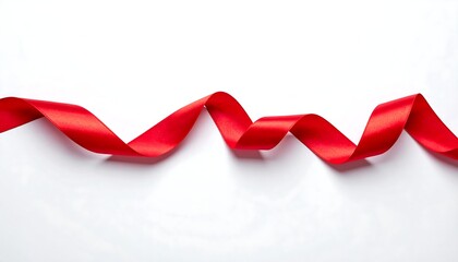 Red ribbon, swirled on white background