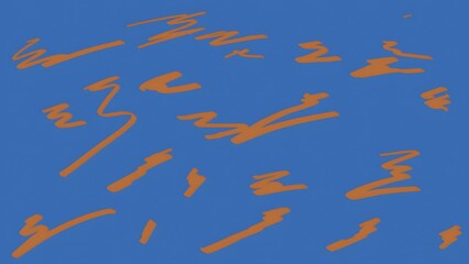 Unique abstract design featuring orange brushstrokes on a vibrant blue background
