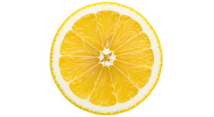 A vibrant lemon slice glistening under the light embodying freshness and zest for a healthy on transparent background