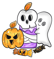 halloween pumpkin  cat autumn holiday, illustration, cartoon ghost, out line, sticker