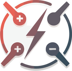 Energy icon with positive and negative symbols with lightning bolt