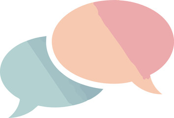 Two speech bubbles in pastel colors on a white background