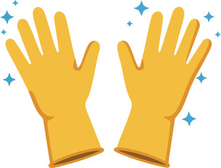 Protective yellow gloves for cleaning on white background illustration