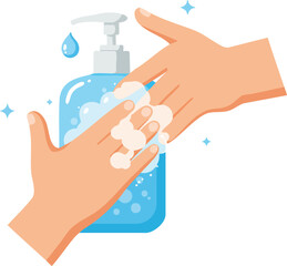 Proper hand washing for hygiene and prevention of virus spreading
