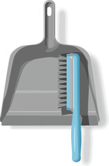 Dustpan with cleaning brush isolated on white for cleaning supplies