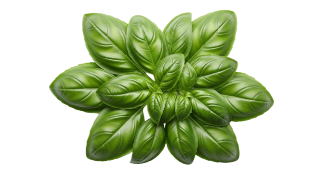 A vibrant cluster of fresh basil leaves promises culinary delight a fragrant emblem of summer on transparent background