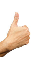 thumb up hand gesture or finger gesture, hand sign isolated on transparent background