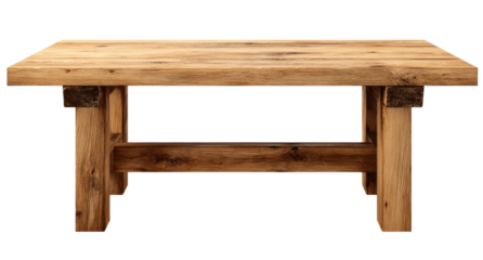 Rustic wooden table with simple, blocky legs