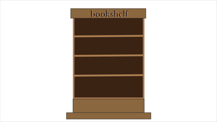 Wooden Empty Bookshelf Vector Illustration