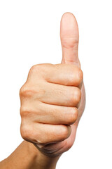 thumb up hand gesture or finger gesture, hand sign isolated on transparent background