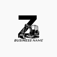 design logo creative letter Z and excavator