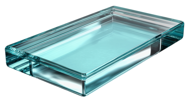 Stunning glass rectangle with beveled edge, showcasing subtle refractions of light. This elegant piece adds touch of sophistication to any decor or setting