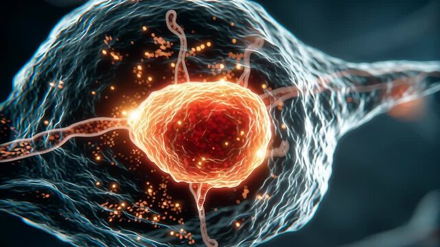 Neuron Cell Structure with Glowing Synapses for Scientific Research and Education