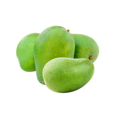 Fresh green mangoes isolated on white background