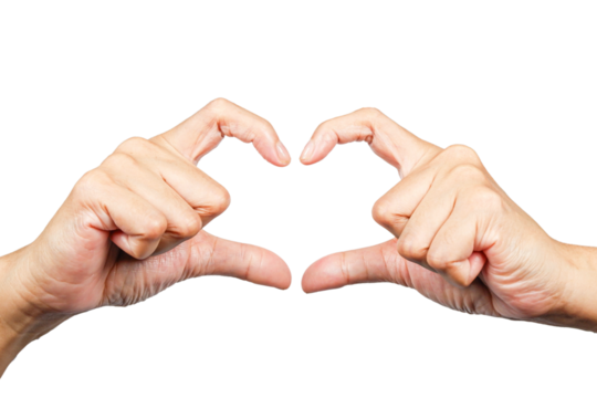 love hand gesture or finger gesture, hand sign isolated on transparent background