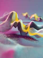 Colorful Abstract Waves Flow Across a Digital Canvas With Bright Hues and Textured Patterns