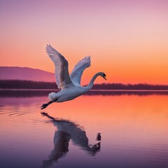 white swan on the lake