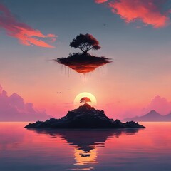 sunset over the lake