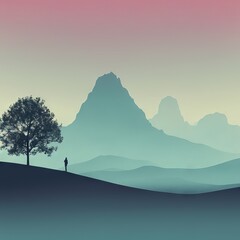 abstract background with trees and mountains