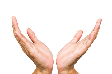 two hand open, charity, hand gesture or finger gesture, hand sign isolated on transparent background
