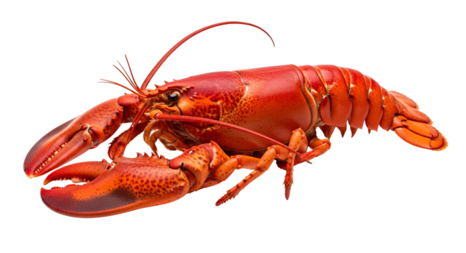 Cooked red lobster ready to eat isolated PNG with Transparent Background