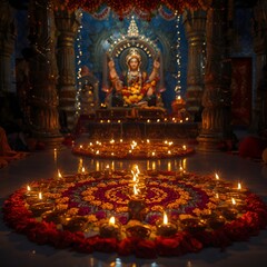 Diwali Temple Candle Celebration