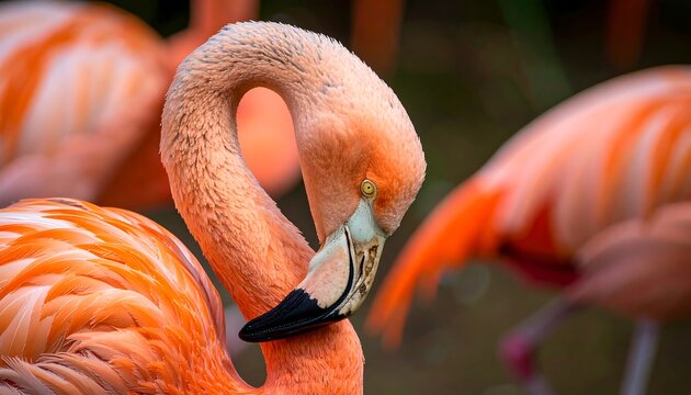 Close-up of a flamingo preening - Powered by Adobe