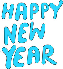 Happy New Year Doodle Art PNG | Festive Greeting Hand Drawn Illustration