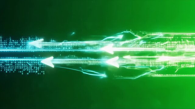 Dynamic abstract technology stream flowing with vibrant colors and binary data, perfect for futuristic presentations, software demos, and modern tech backgrounds