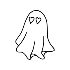 cute ghost with heart eyes
