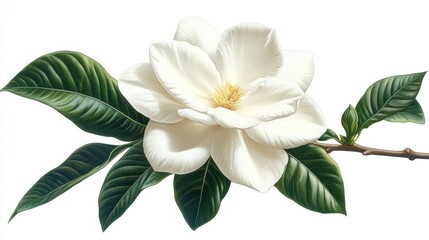 Fototapeta premium Beautiful white magnolia flower illustration