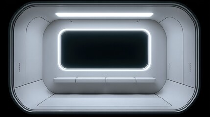 Fototapeta premium Modern futuristic interior design with sleek lines and ambient lighting in a minimalistic room creating a serene and spacious atmosphere