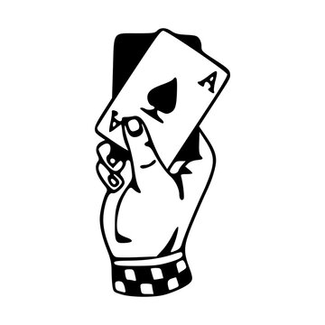 hand holding ace of spades card