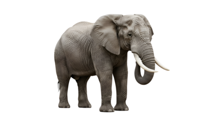 Adult African elephant standing isolated PNG with Transparent Background