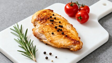 Grilled chicken breast with herbs and tomatoes