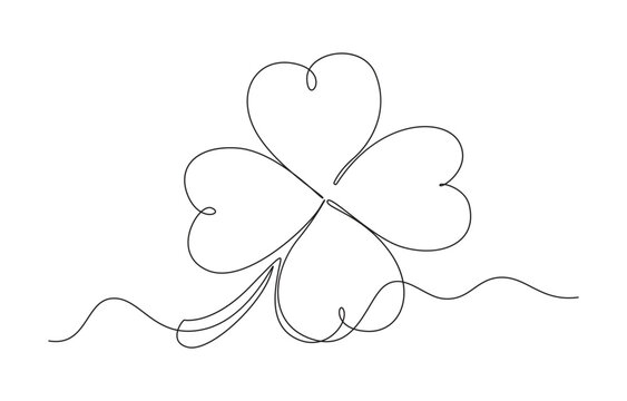 four-leaf clover continuous line art drawing