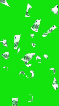 Euro Falling Money Green Screen Animation | 4K Vertical Cash Rain Footage for Finance, Banking, Wealth & Business Projects