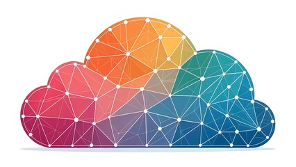 abstract data cloud in 3d low poly style