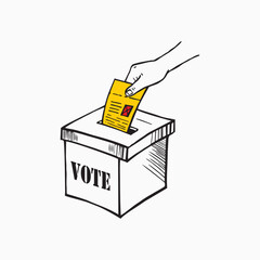 Hand drawn of Vote Box Filled Icon, Vector Illustration