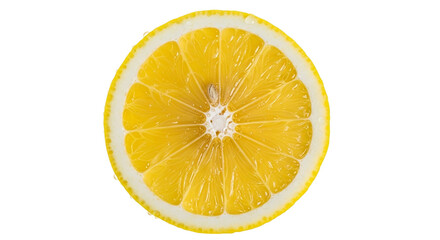 A vibrant cross section of a ripe lemon symbolizing freshness and summer zest with tiny on transparent background