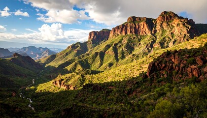 Mountain range vista at sunset