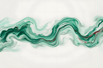 Abstract Green and White Fluid Swirl Background