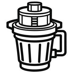 Black and White Kitchen Container with Lid and Handle Design Illustration Suitable for Simple Graphic Representations and Culinary Equipment
