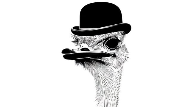 Ostrich in top hat illustration