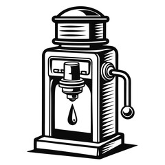 Vintage Espresso Machine Illustration An Old Fashioned Design With Bold Black Lines And Striking Contrasts In A Retro Aesthetic